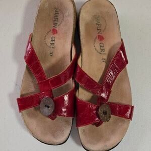 haflinger womens red leather sandals sz 37